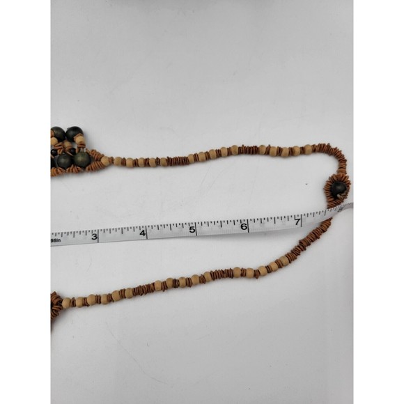 Vintage Bohemian Bib Necklace Nut Seed Beads Handmade Pink Yellow Green - Picture 5 of 5